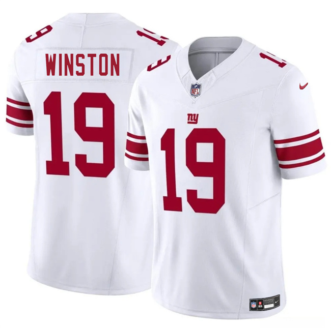 Personalized Men’s New York Giants #19 Jameis Winston White 2025 F.U.S.E. Untouchable Limited Stitched Jersey
