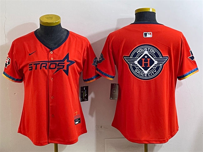 Personalized Youth Houston Astros Team Big Logo Orange 2025 City Connect With Texas Patch Limited Stitched Baseball Jersey