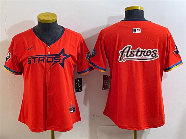 Personalized Youth Houston Astros Team Big Logo Orange 2025 City Connect With Texas Patch Limited Stitched Baseball Jersey