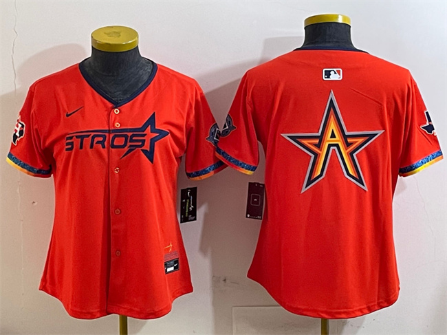 Personalized Youth Houston Astros Team Big Logo Orange 2025 City Connect With Texas Patch Limited Stitched Baseball Jersey