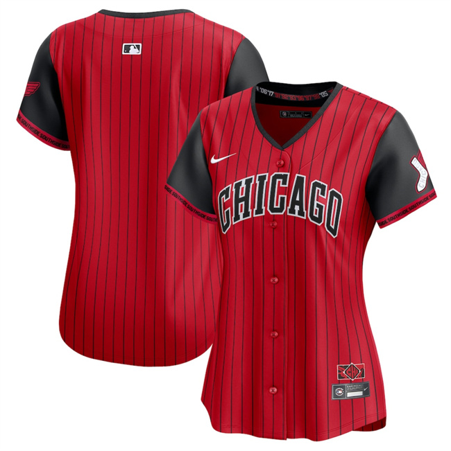 Personalized Women’s Chicago White Sox Blank Red Black 2025 City Connect Limited Stitched Baseball Jersey(Run Small)