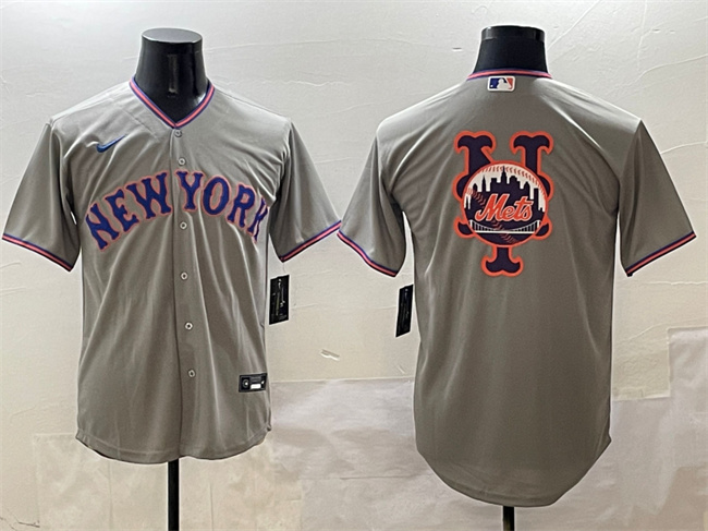 Personalized Men’s New York Mets Team Big Logo Grey 2025 Limited Stitched Baseball Jersey