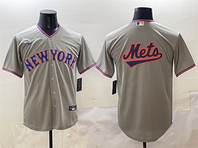 Personalized Men’s New York Mets Team Big Logo Grey 2025 Limited Stitched Baseball Jersey