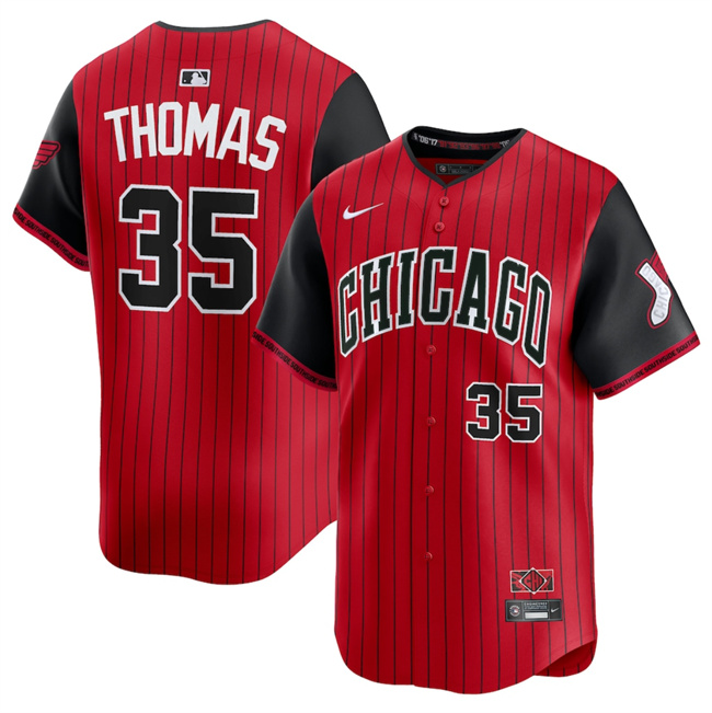 Personalized Men’s Chicago White Sox #35 Frank Thomas Red Black 2025 City Connect Limited Stitched Baseball Jersey