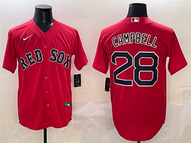 Personalized Men’s Boston Red Sox #28 Kristian Campbell Red Cool Base Stitched Baseball Jersey