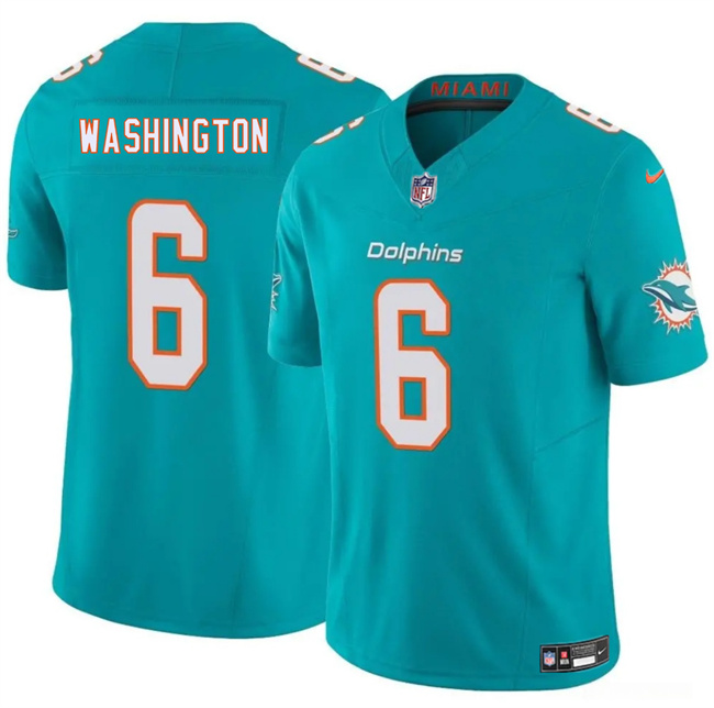 Personalized Men’s Miami Dolphins #6 Malik Washington Aqua 2025 F.U.S.E. Limited Stitched Football Jersey