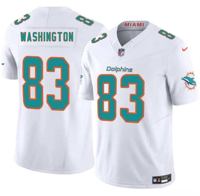 Personalized Men’s Miami Dolphins #83 Tahj Washington White 2025 F.U.S.E. Limited Stitched Football Jersey