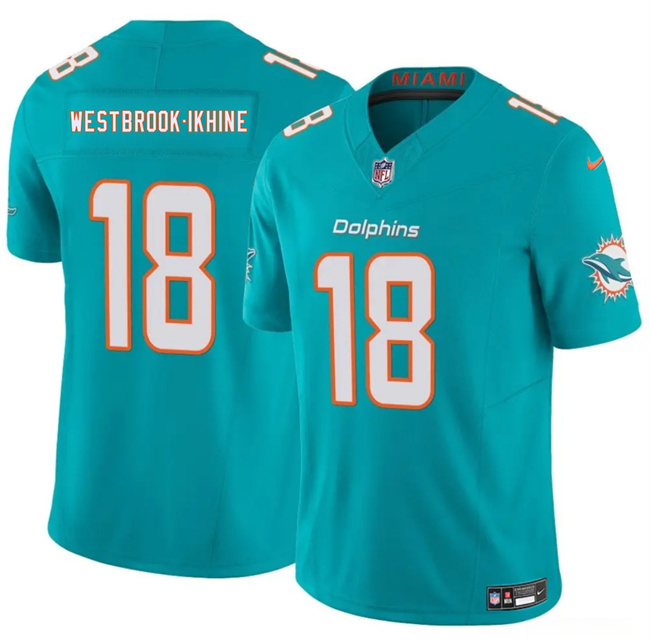 Personalized Men’s Miami Dolphins #18 Nick Westbrook-Ikhine Aqua 2025 F.U.S.E. Limited Stitched Football Jersey