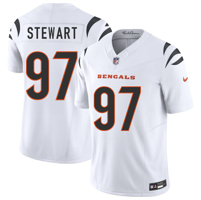 Personalized Men’s Cincinnati Bengals #97 Shemar Stewart White 2025 Draft F.U.S.E. Untouchable Limited Stitched Football Jersey