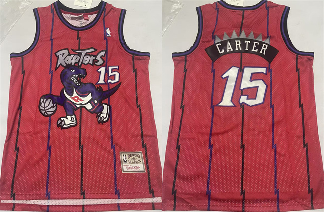 Personalized Men’s Toronto Raptors #15 Vince Carter Red Throwback Stitched Baseball Jersey