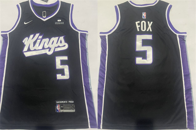 Personalized Men’s Sacramento Kings #5 De’Aaron Fox Black Icon Edition Stitched Jersey