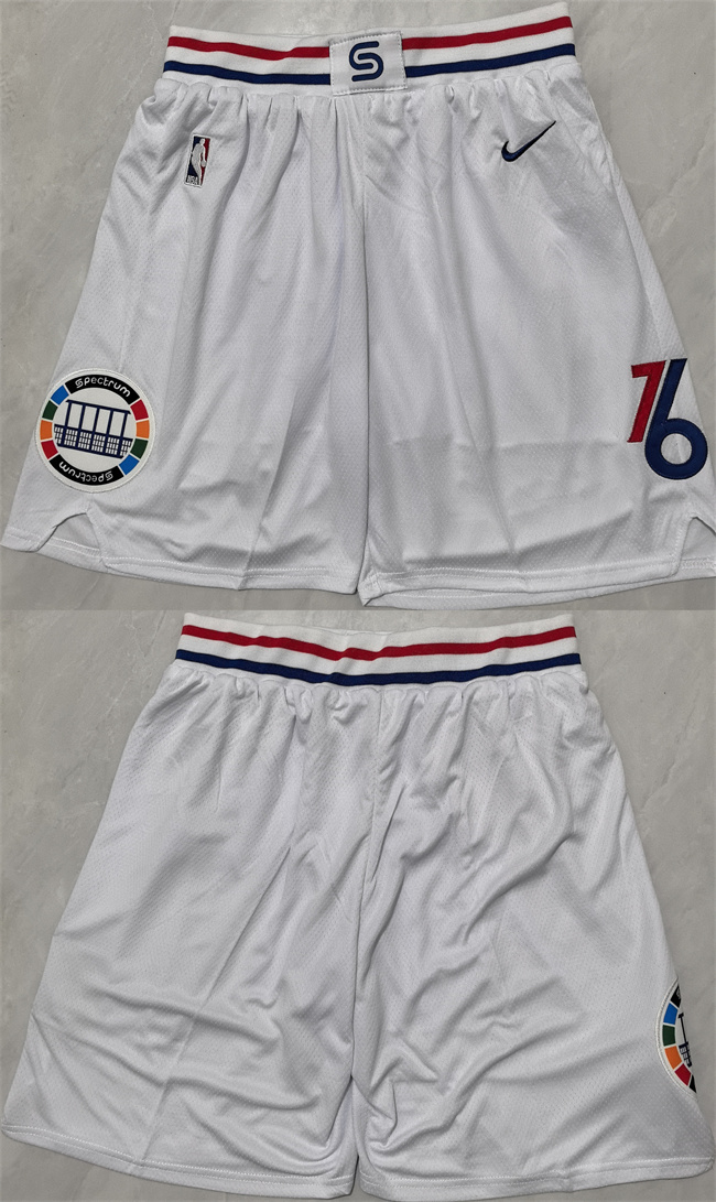 Personalized Men’s Philadelphia 76ers White Shorts (Run Small)