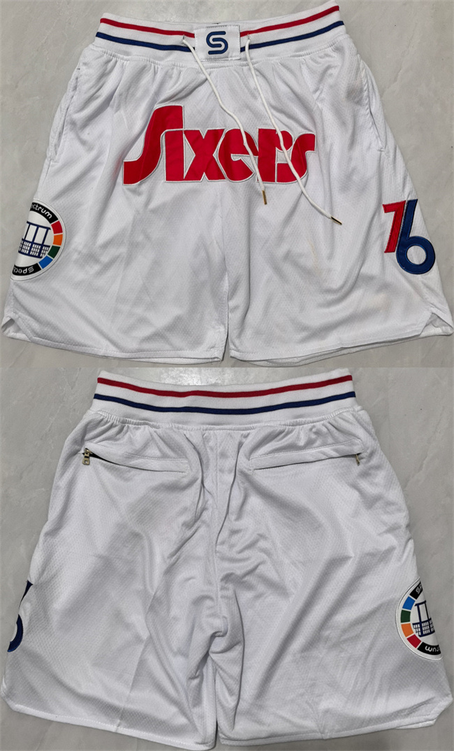 Personalized Men’s Philadelphia 76ers White Shorts (Run Small)