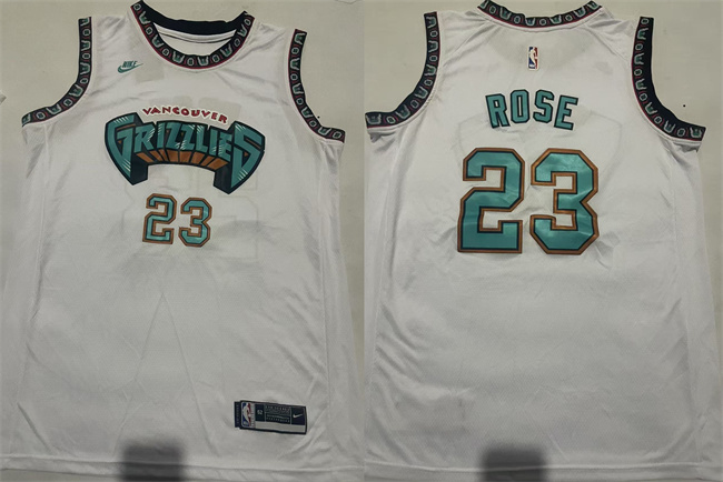 Personalized Men’s Memphis Grizzlies #23 Derrick Rose White Stitched Basketball Jersey