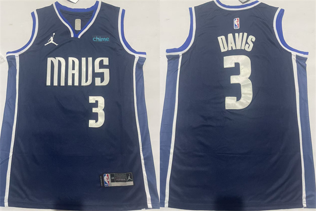 Personalized Men’s Dallas Mavericks #3 Anthony Davis Navy 2025 Statement Edition Stitched Basketball Jersey