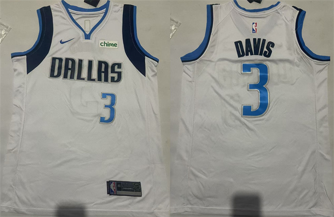 Personalized Men’s Dallas Mavericks #3 Anthony Davis White 2025 Association Edition Stitched Basketball Jersey