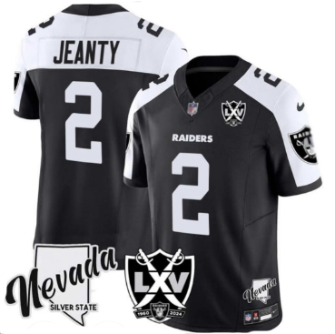 Personalized Men’s Las Vegas Raiders #2 Ashton Jeanty Black 2024 F.U.S.E With Nevada Silver Stat Patch And 65th Anniversary Patch Stitched Football Jersey