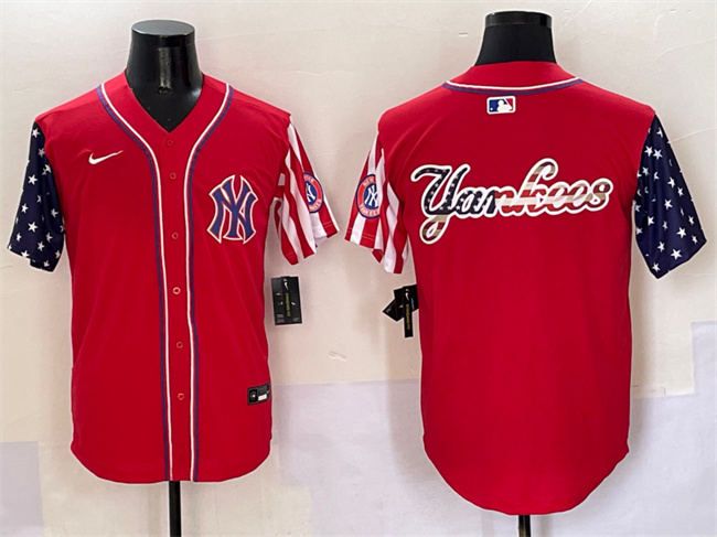 Personalized Men’s New York Yankees Team Big Logo Red American Style Limited Stitched Baseball Jerseys
