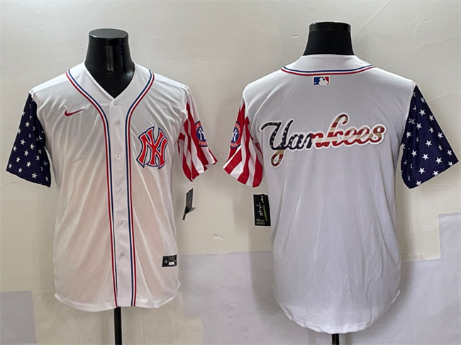 Personalized Men’s New York Yankees Team Big Logo White American Style Limited Stitched Baseball Jerseys