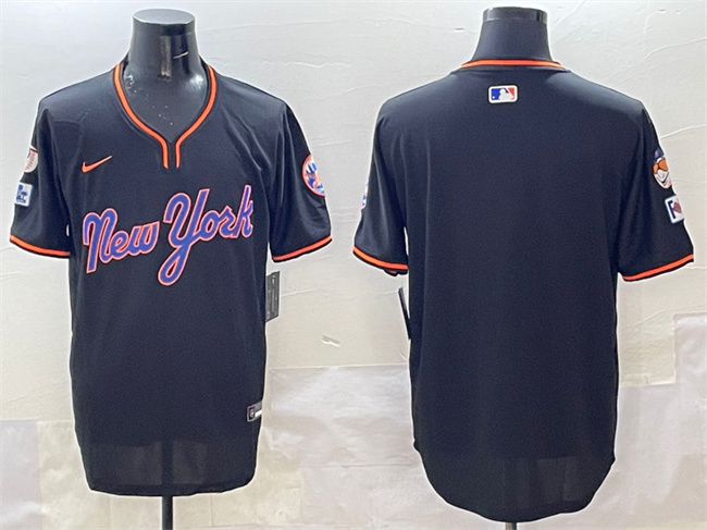 Personalized Men’s New York Mets Blank Black 2025 Spring Training Stitched Baseball Jersey