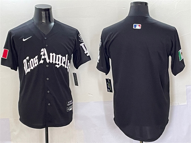 Personalized Men’s Los Angeles Dodgers Blank Black Mexico 2025 LA Gothic Style With Fernando Patch Premier Limited Stitched Baseball Jersey