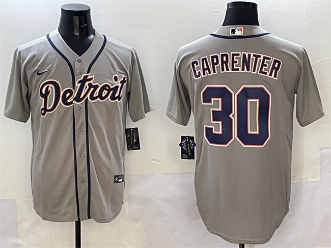 Personalized Men’s Detroit Tigers #30 Kerry Carpenter Grey Cool Base Stitched Baseball Jersey