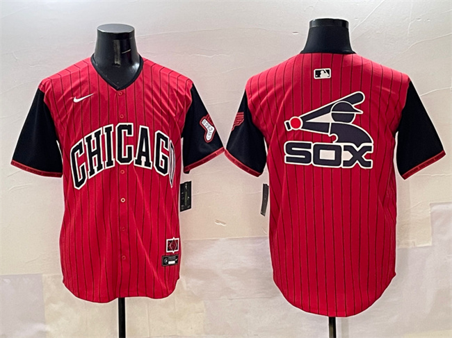 Personalized Men’s Chicago White Sox Team Big Logo Red Black 2025 City Connect Limited Stitched Baseball Jersey 002