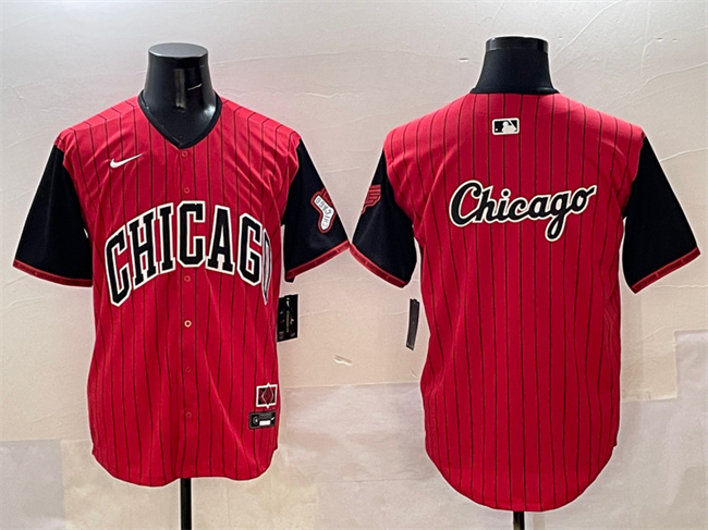 Personalized Men’s Chicago White Sox Team Big Logo Red Black 2025 City Connect Limited Stitched Baseball Jersey 003