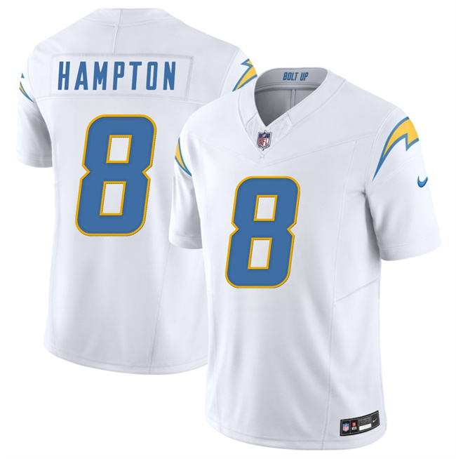 Personalized Men’s Los Angeles Chargers #8 Omarion Hampton White 2025 Draft F.U.S.E. Limited Stitched Football Jersey