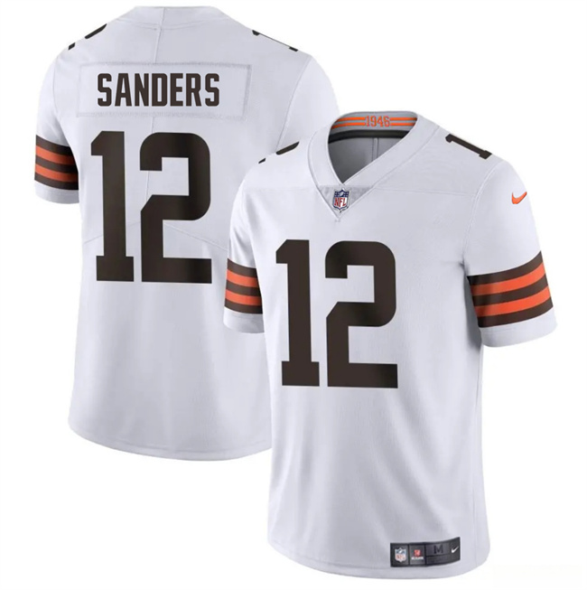 Personalized Men’s Cleveland Browns #12 Shedeur Sanders White 2025 Draft Untouchable Limited Stitched Football Jersey