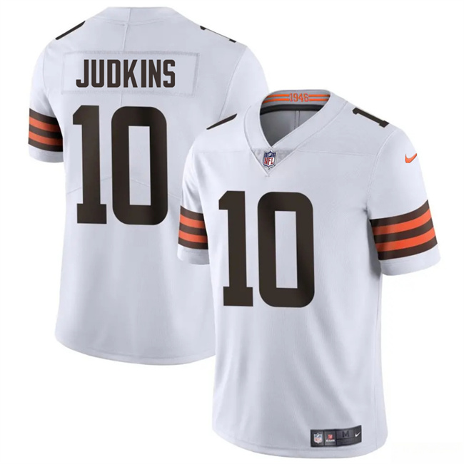 Personalized Men’s Cleveland Browns #10 Quinshon Judkins White 2025 Draft Untouchable Limited Stitched Football Jersey