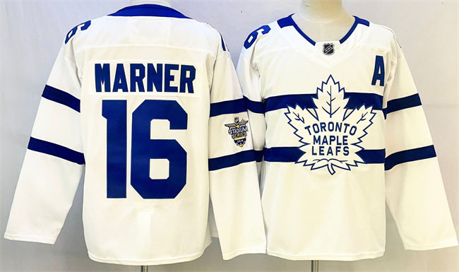 Personalized Men’s Toronto Maple Leafs #16 Mitchell Marner White With A Patch Stadium Series Stitched Jersey