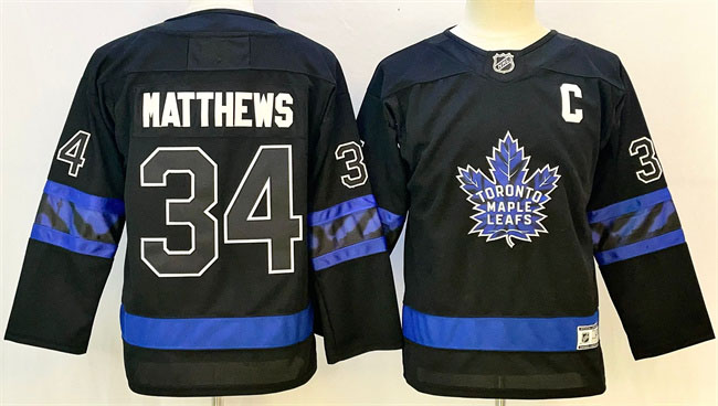 Personalized Men’s Toronto Maple Leafs #34 Auston Matthews Black 2024-25 Alternate With C Patch Stitched Jersey