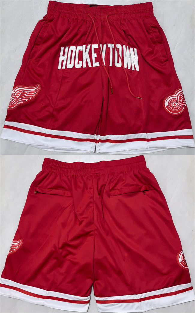 Personalized Men’s Detroit Red Wings Red Shorts (Run Small)