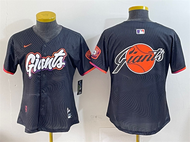 Personalized Women’s San Francisco Giants Team Big Logo Anthracite 2025 City Connect Limited Stitched Baseball Jersey(Run Small)