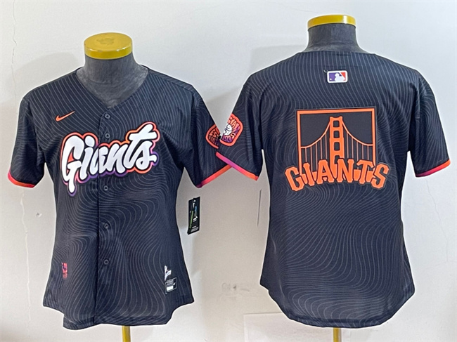 Personalized Women’s San Francisco Giants Team Big Logo Anthracite 2025 City Connect Limited Stitched Baseball Jersey(Run Small)