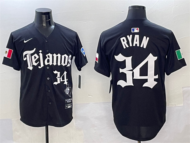 Personalized Men’s Texas Rangers #34 Nolan Ryan Black Mexico 2025 Premier Limited Stitched Baseball Jersey