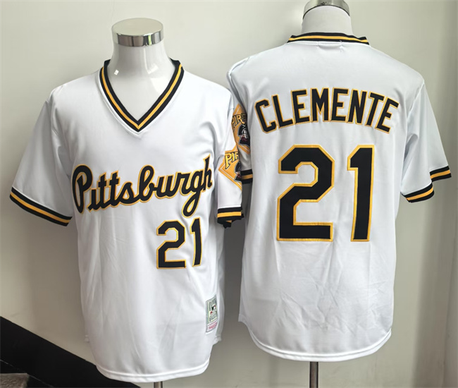 Personalized Men’s Pittsburgh Pirates #21 Roberto Clemente White Stitched Baseball Jersey