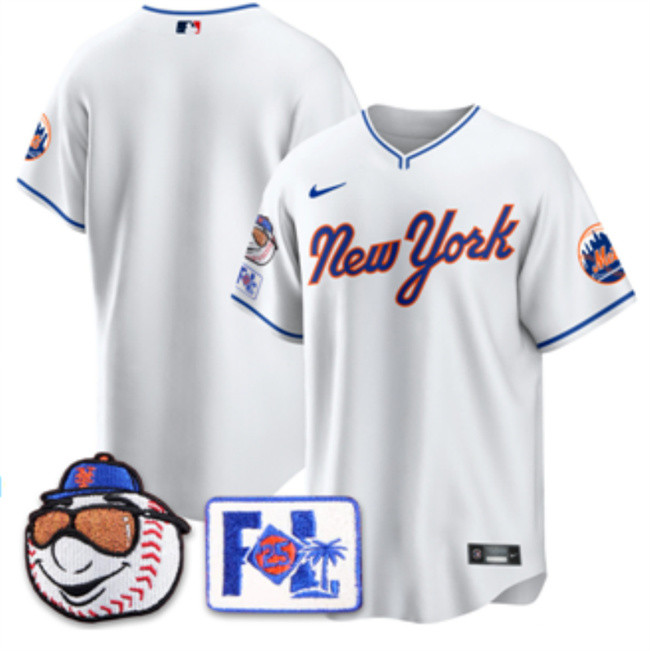 Personalized Men’s New York Mets Blank White 2025 Spring Training Stitched Baseball Jersey