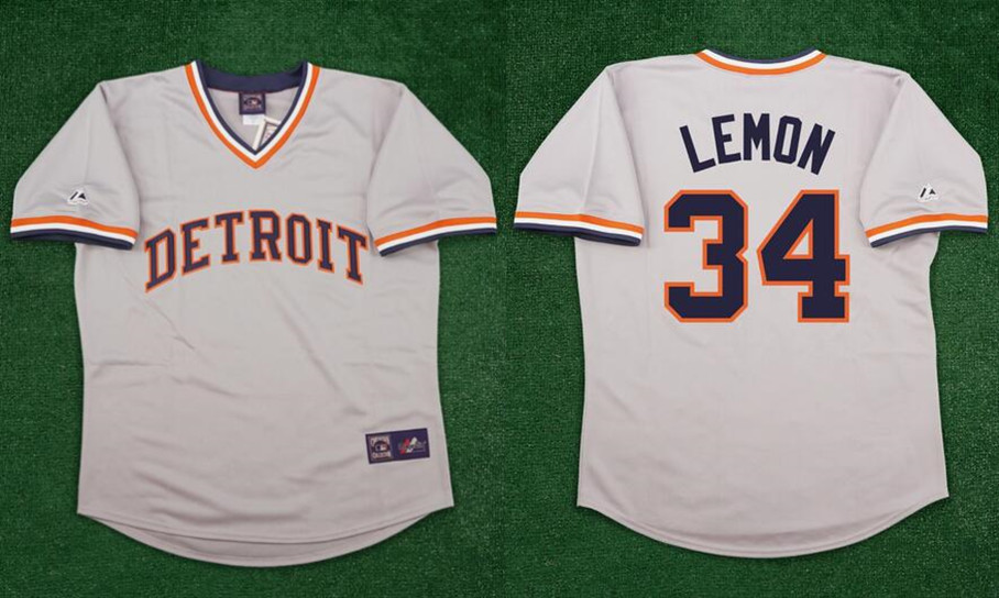 Personalized Men’s Detroit Tigers #34 Chet Lemon Grey Road Throwback Stitched Baseball Jersey