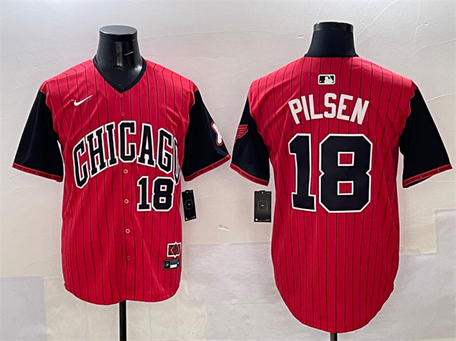 Personalized Men’s Chicago White Sox #18 Pilsen Red Black 2025 City Connect Limited Stitched Baseball Jersey