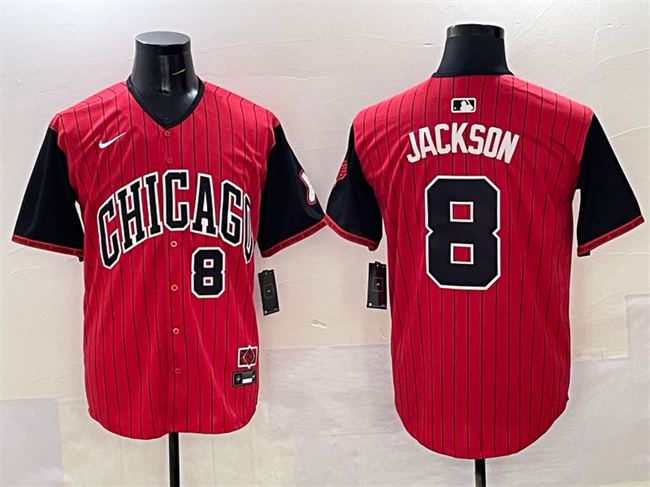 Personalized Men’s Chicago White Sox #8 Bo Jackson Red Black 2025 City Connect Limited Stitched Baseball Jersey