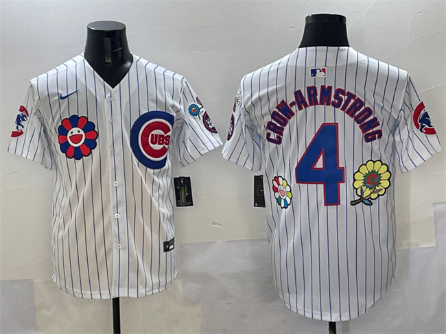 Personalized Men’s Chicago Cubs #4 Pete Crow-Armstrong White 2025 Tokyo Series Limited Stitched Baseball Jersey