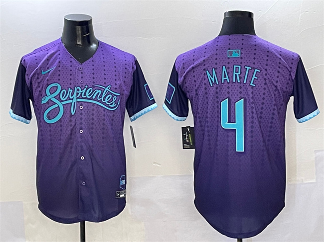 Personalized Men’s Arizona Diamondbacks #4 Ketel Marte Purple 2025 City Connect Limited Stitched Baseball Jersey