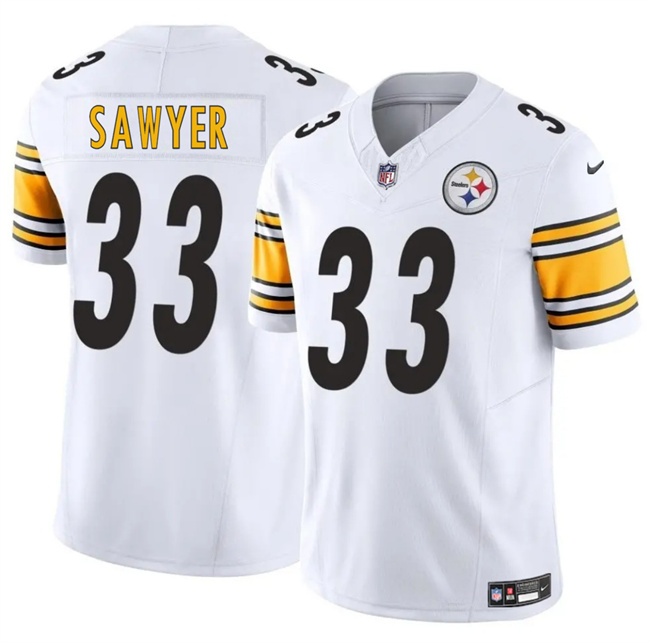Personalized Men’s Pittsburgh Steelers #33 Jack Sawyer White 2025 Draft F.U.S.E. Limited Stitched Football Jersey