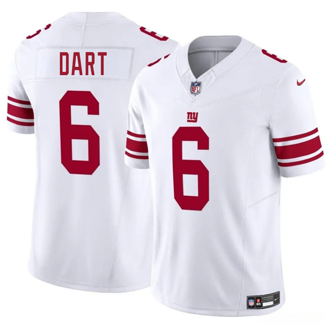 Personalized Men’s New York Giants #6 Jaxson Dart White 2025 Draft F.U.S.E. Untouchable Limited Stitched Jersey