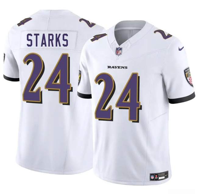 Personalized Men’s Baltimore Ravens #24 Malaki Starks White 2025 Draft F.U.S.E. Limited Football Jersey