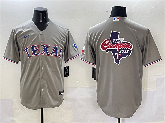 Personalized Men’s Texas Rangers Team Big Logo Grey With Patch Cool Base Stitched Baseball Jerseys