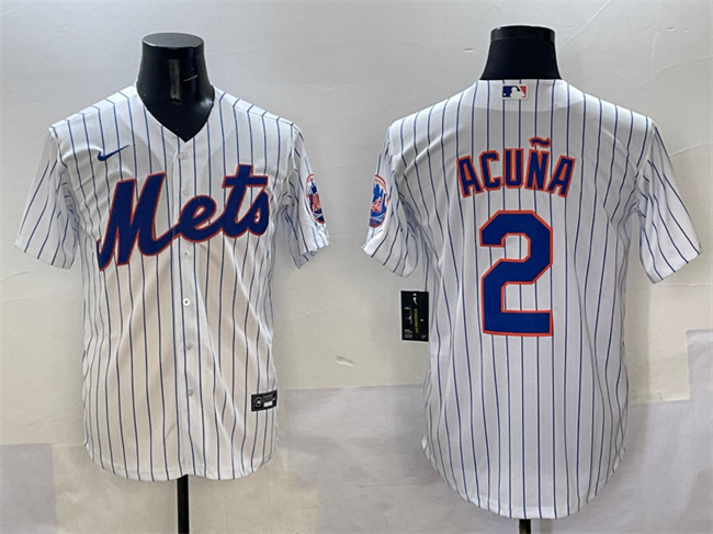 Personalized Men’s New York Mets #2 Luisangel Acuna White Cool Base Stitched Baseball Jersey