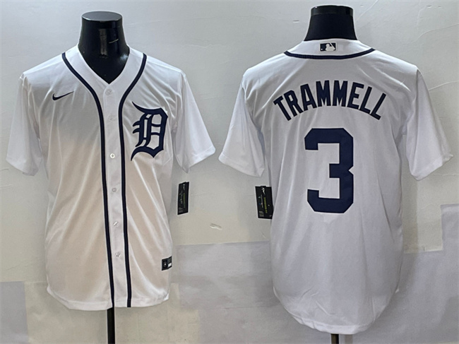 Personalized Men’s Detroit Tigers #3 Alan Trammell White Cool Base Stitched Baseball Jersey